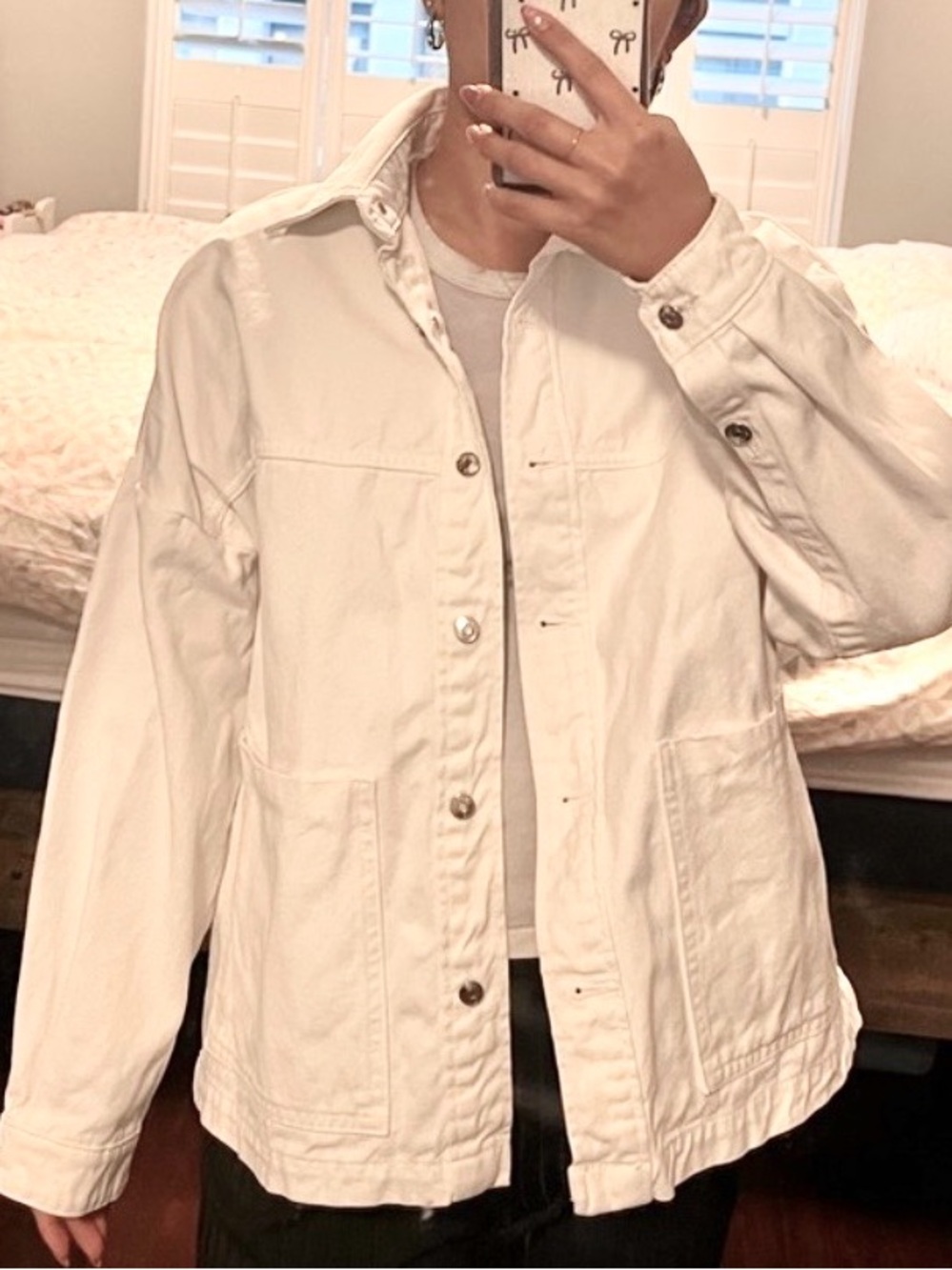 Zara white Denim Jacket